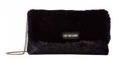 Love Moschino Faux Fur classy blaque Tie clutches 2019- blaque colour